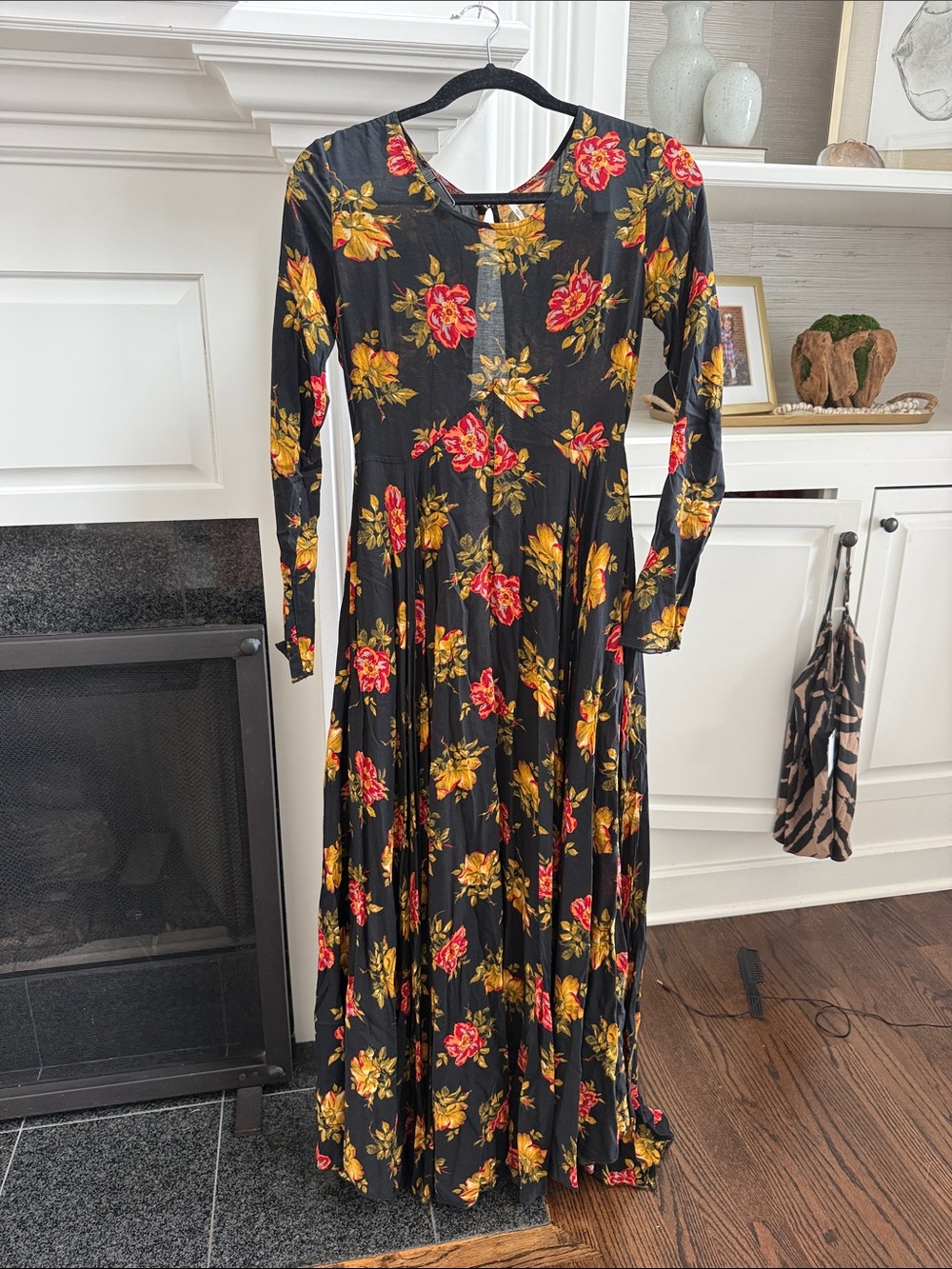Free People Black Maxi Dress with Red and Yellow Floral Print - Picture 2 of 4